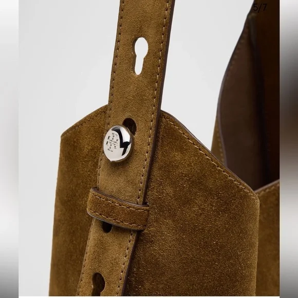 Tory Burch Olive Green Suede Romy Suede Hobo Bag - Picture 14 of 15